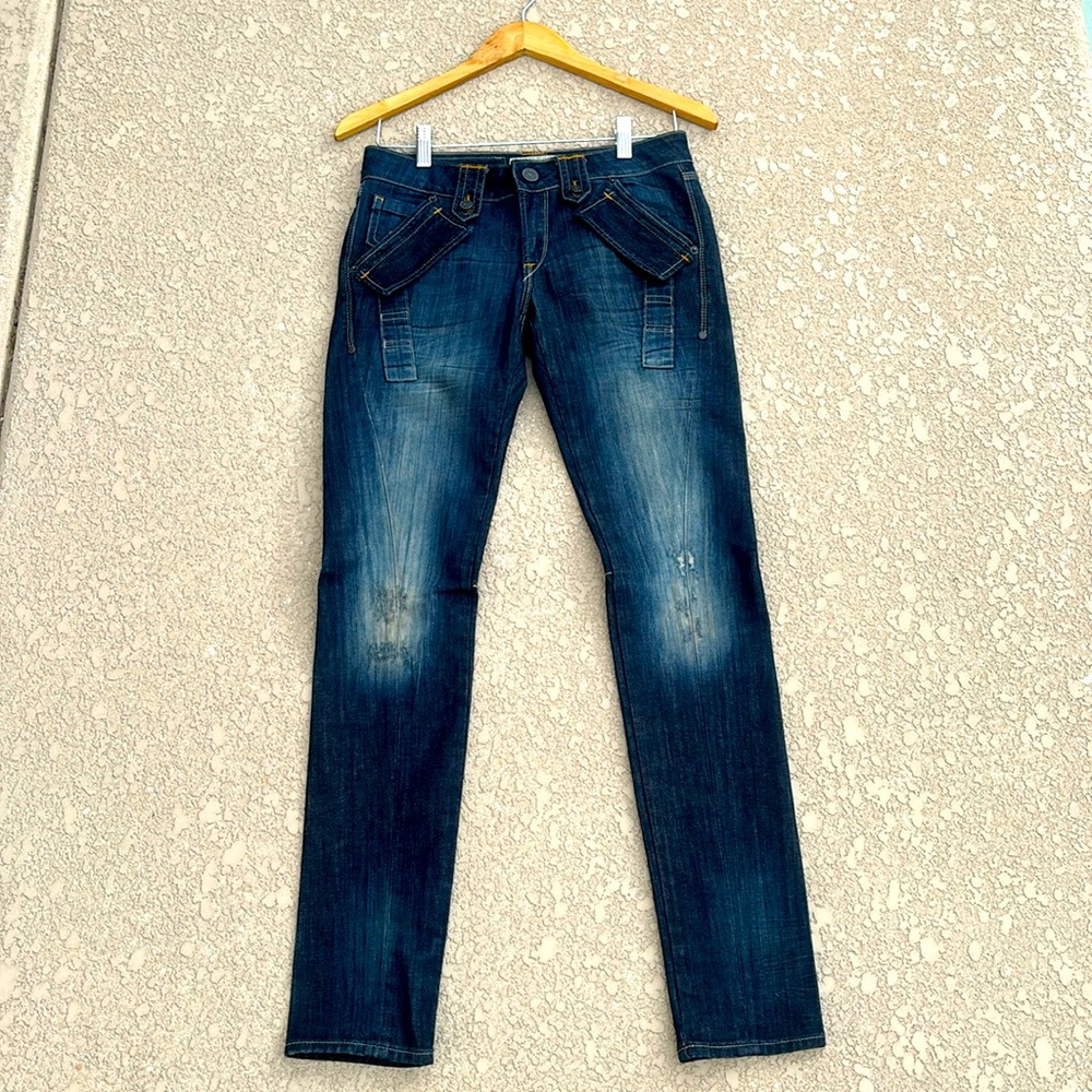 Taverniti So Jeans Natalie Railroad Wash Y2K Low Rise Straight Leg Size 26